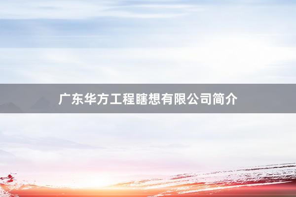 广东华方工程瞎想有限公司简介
